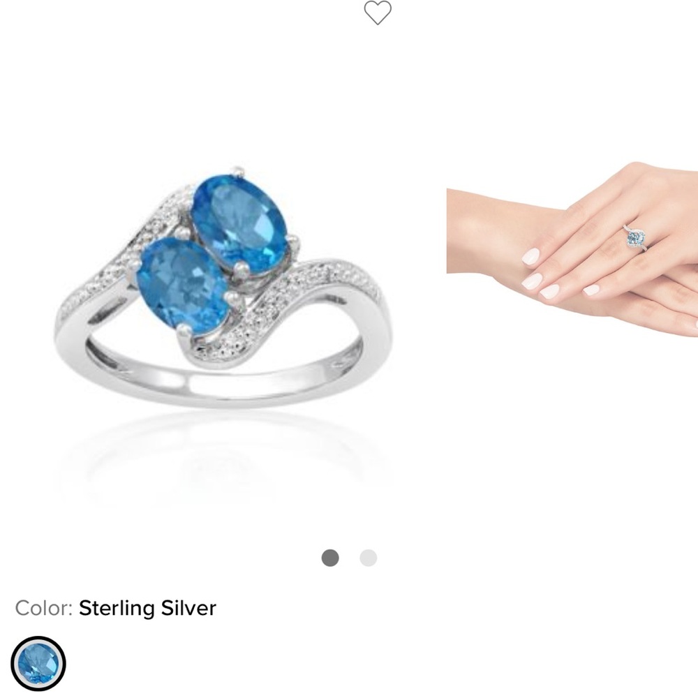 NEW IN BOX!!
Elegant Sterling Silver Blue Topaz Double Gemstone Ring